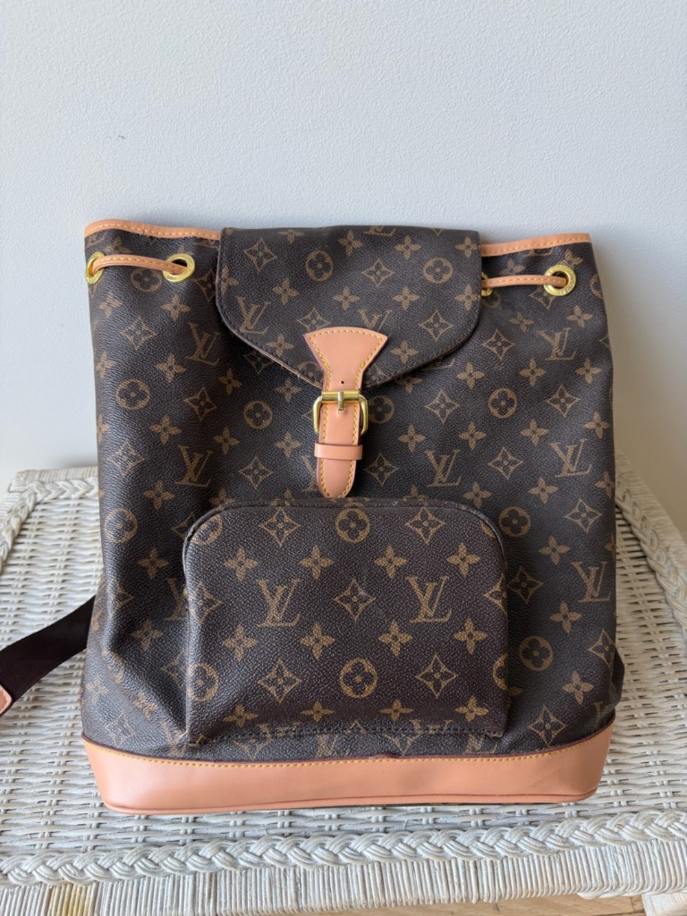Louis Vuitton Brown Monogram Canvas Backpack with Vachetta Trim